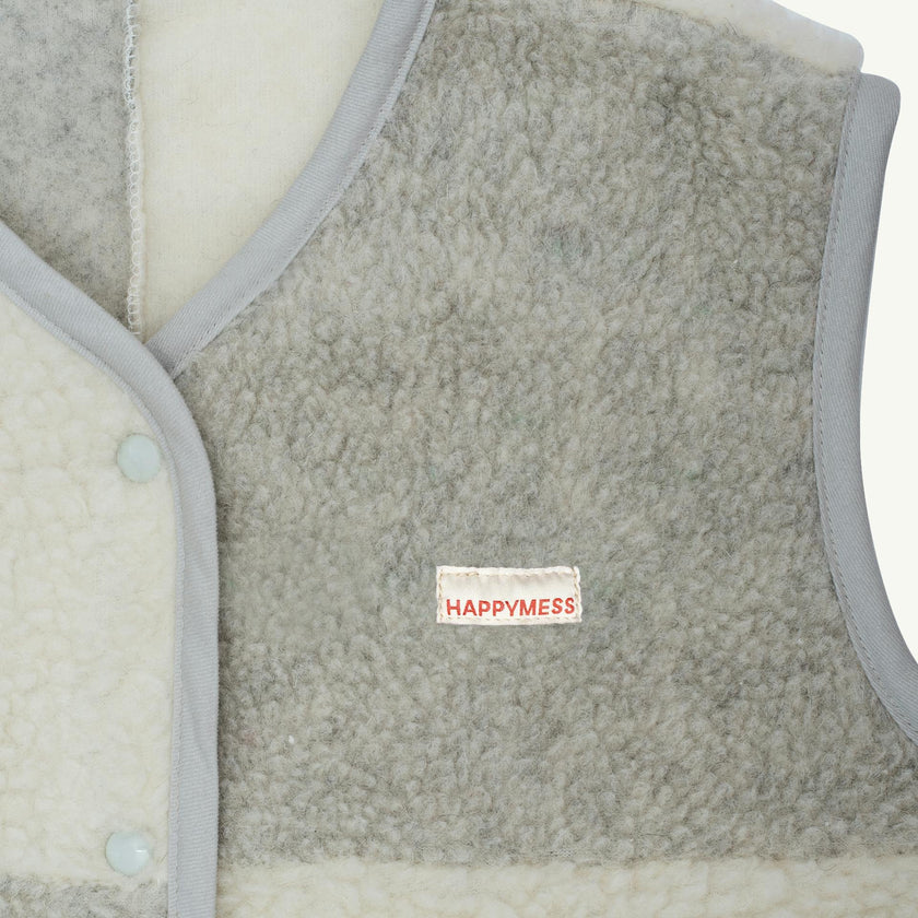 adult merino wool vest - cream & grey