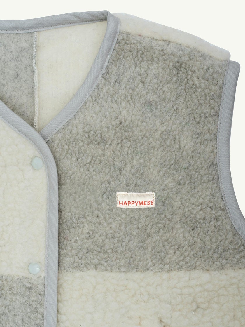 adult merino wool vest - cream & grey