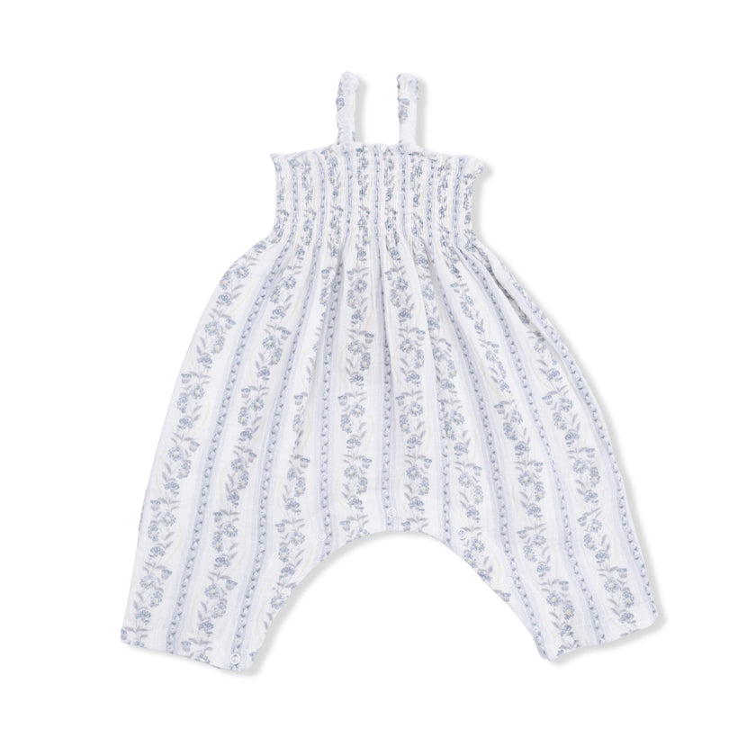 Kimberly Floral Stripe - Smocked Romper