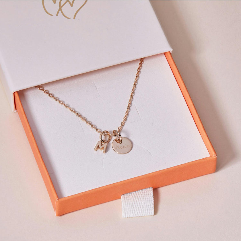 Personalized Mini Alphabet Necklace, 14k Gold Plated
