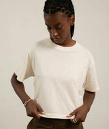 Womens Relaxed Crop Tee - Pigment Dye Jersey - Bone