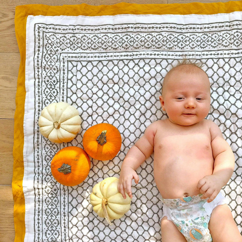 Block-Printed Cotton Crib Quilt