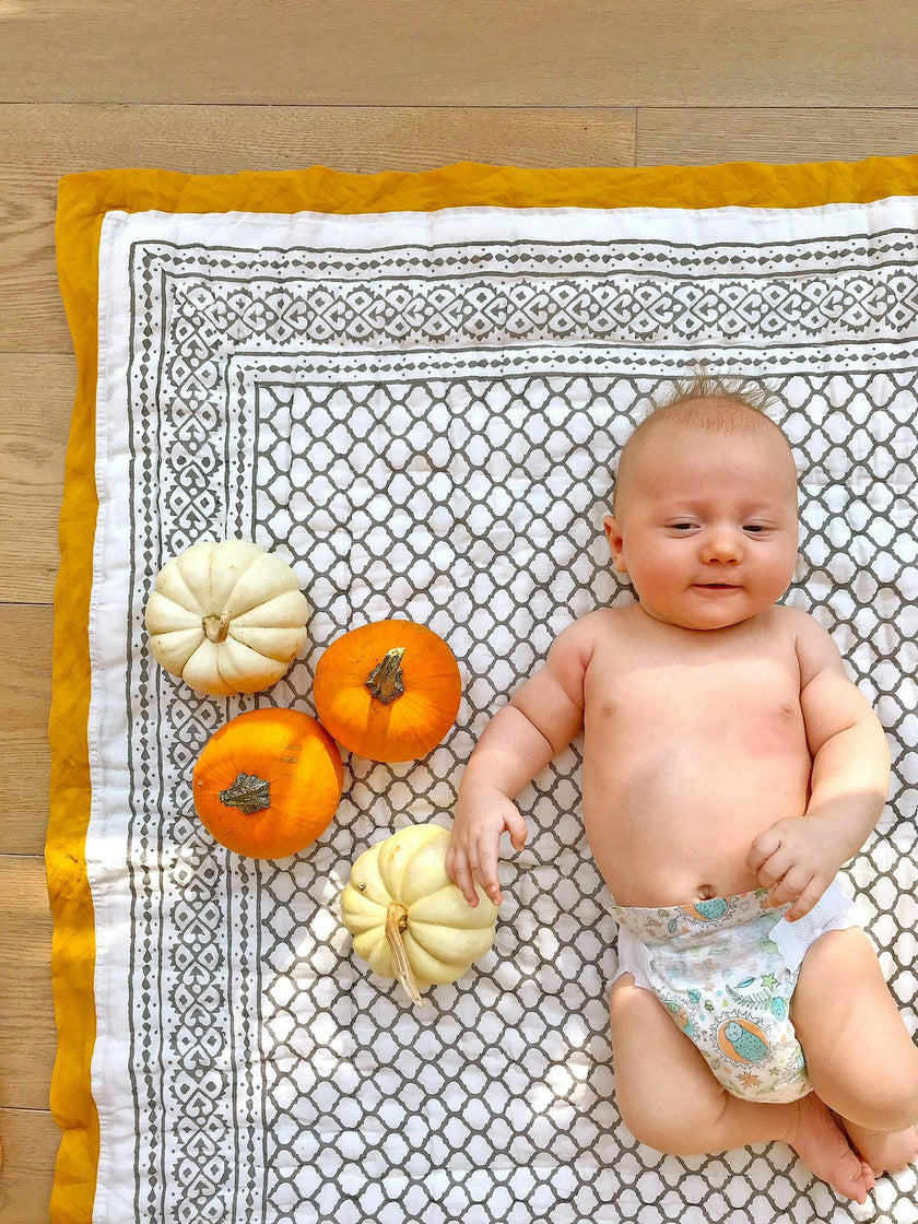 Block-Printed Cotton Crib Quilt