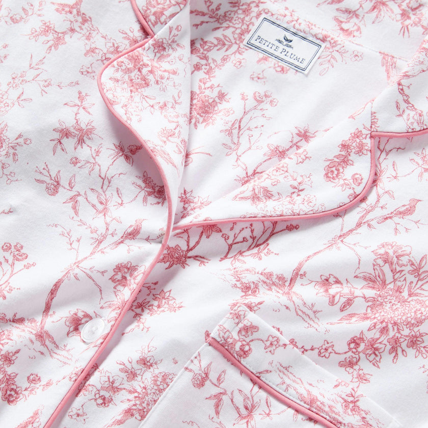 Women's Pima Short Sleeve Short Set in Pink Timeless Toile
