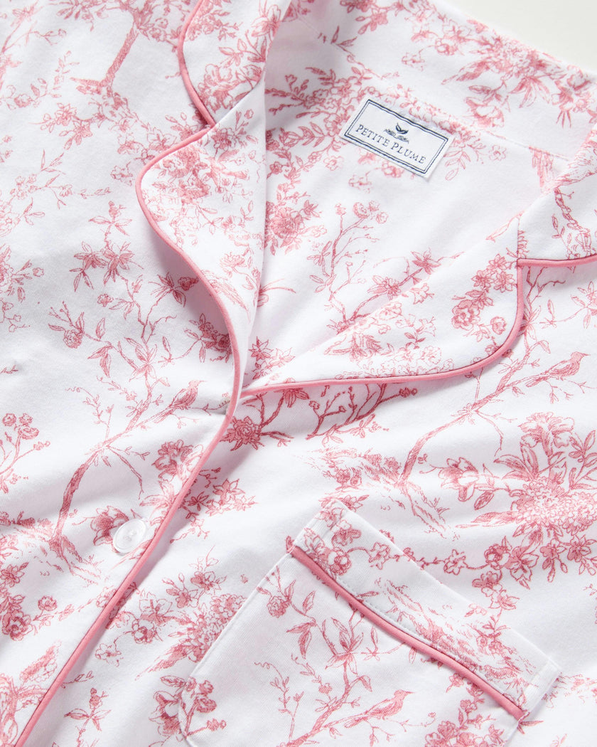 Women's Pima Short Sleeve Short Set in Pink Timeless Toile