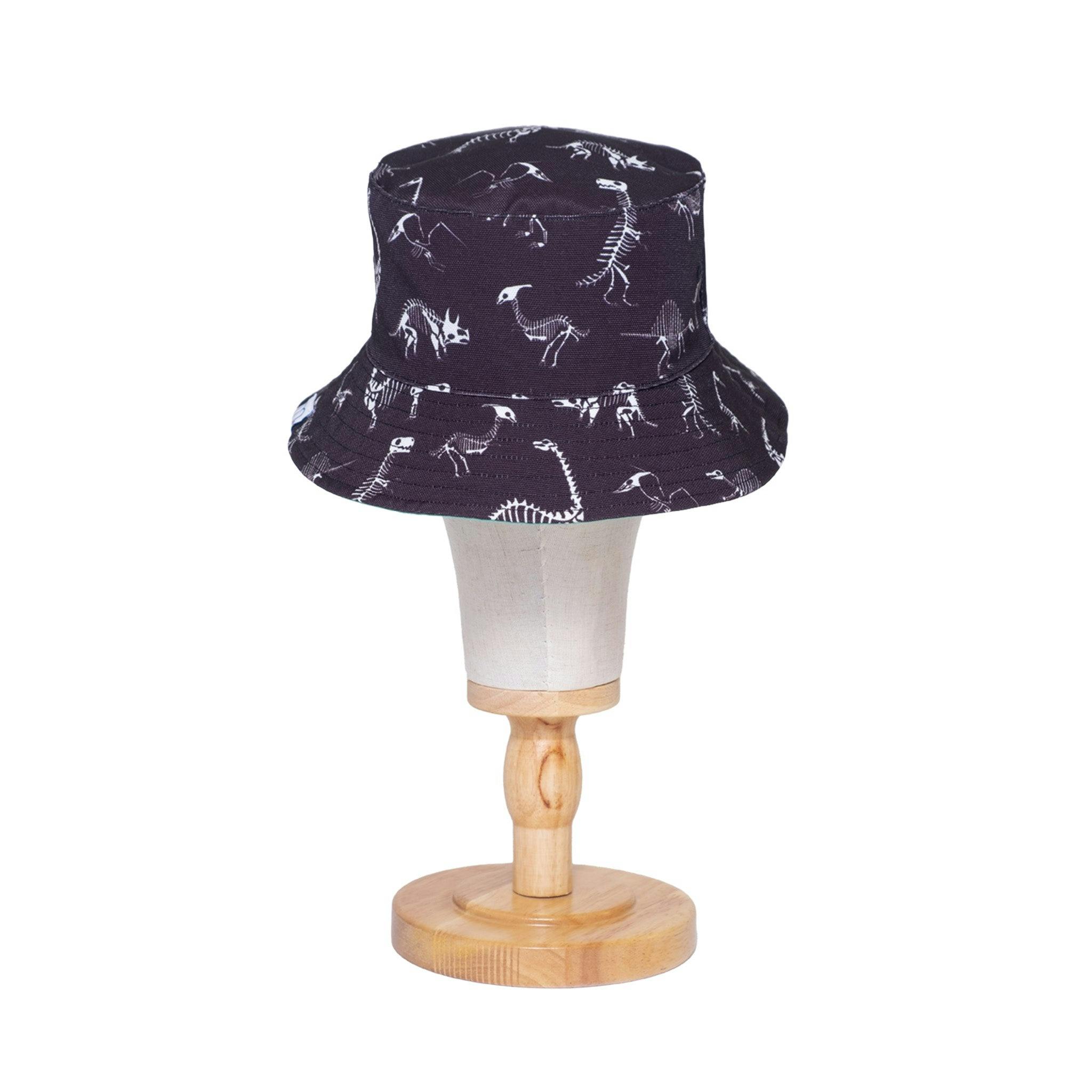Reversible Glow-in-the-Dark Bucket Hat – Dino Skeleton Bones