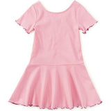 Ruffle Skater Ribbed Dress, Pink