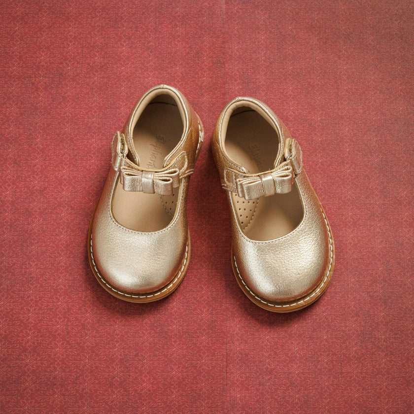 Toddler Bow Mary Jane | Gold Leather