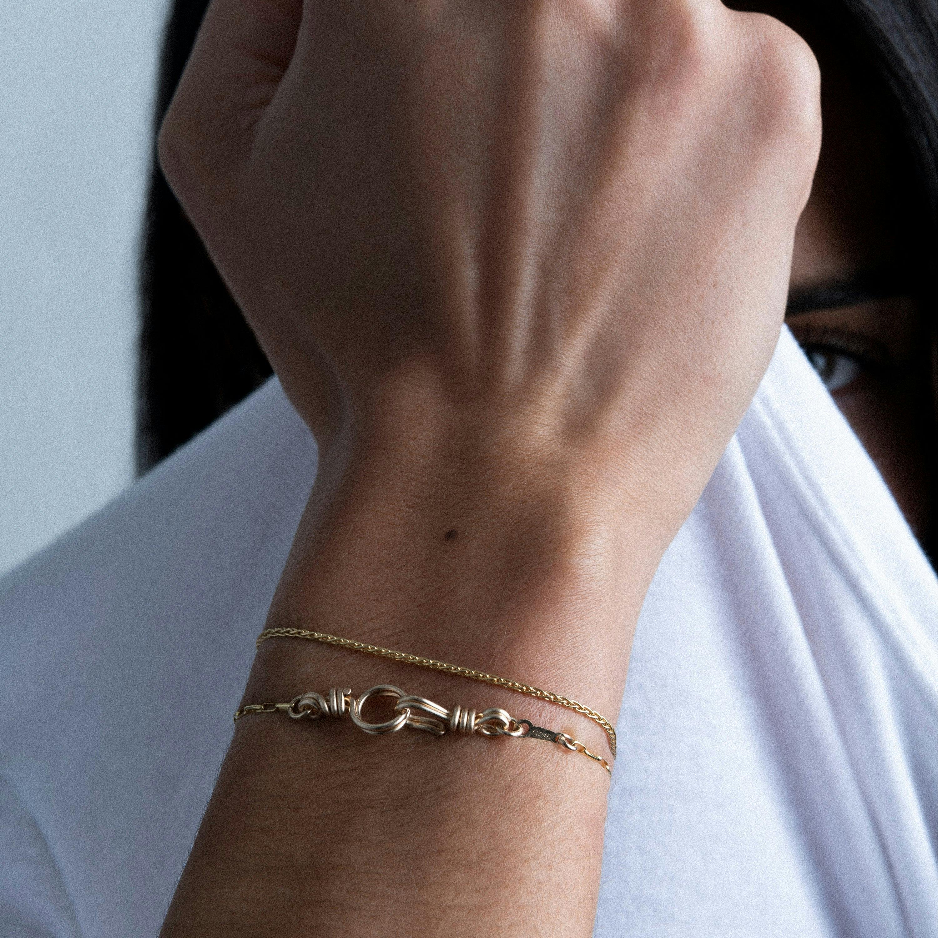 Women's Rectangle Chain Bracelet, Yellow Gold-Filled