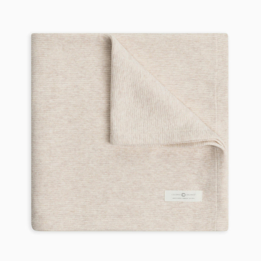 Waffle Knit Baby Blanket Heather Oat