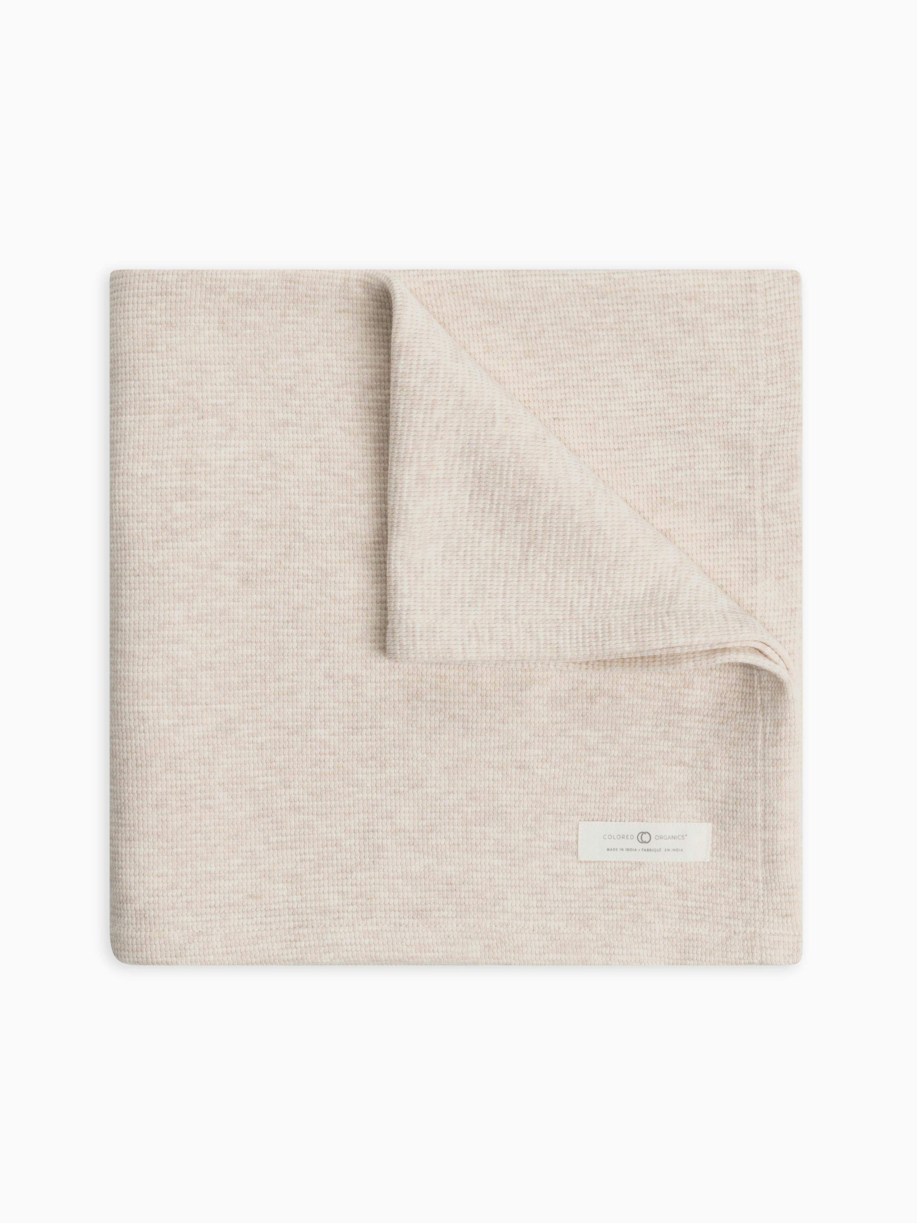 Waffle Knit Baby Blanket Heather Oat