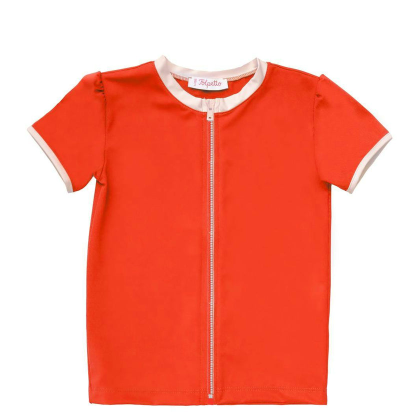Rashguard Rose in MandarinRed & Ivory