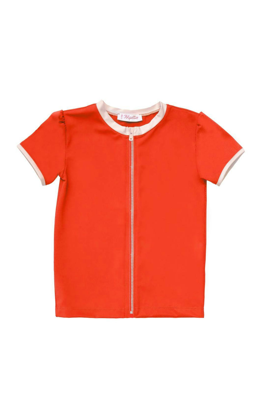 Rashguard Rose in MandarinRed & Ivory