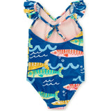 Ruffle One-Piece Swimsuit, Blue