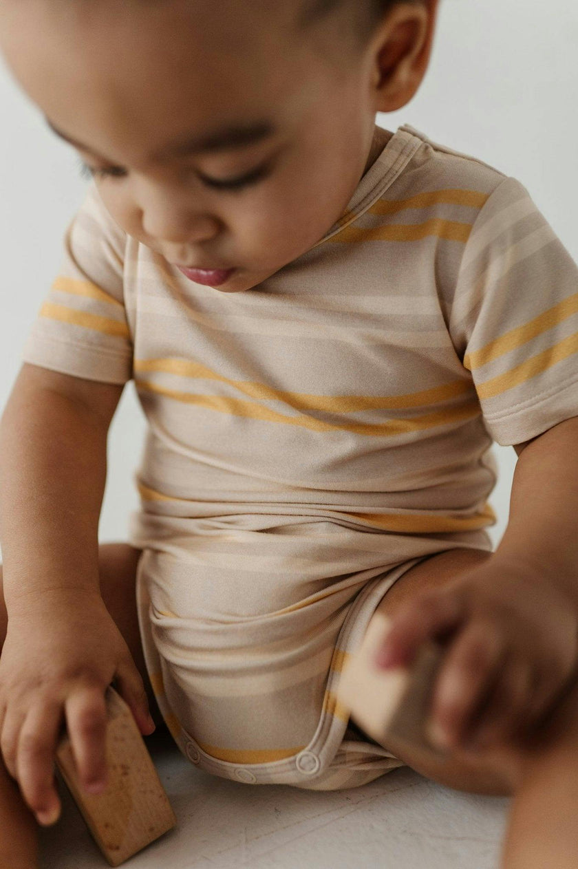 Baby Boy Short Sleeve Bodysuit in Multi Stripe