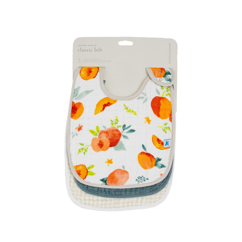 Cotton Muslin Classic Bib 3 Pack - Georgia Peach