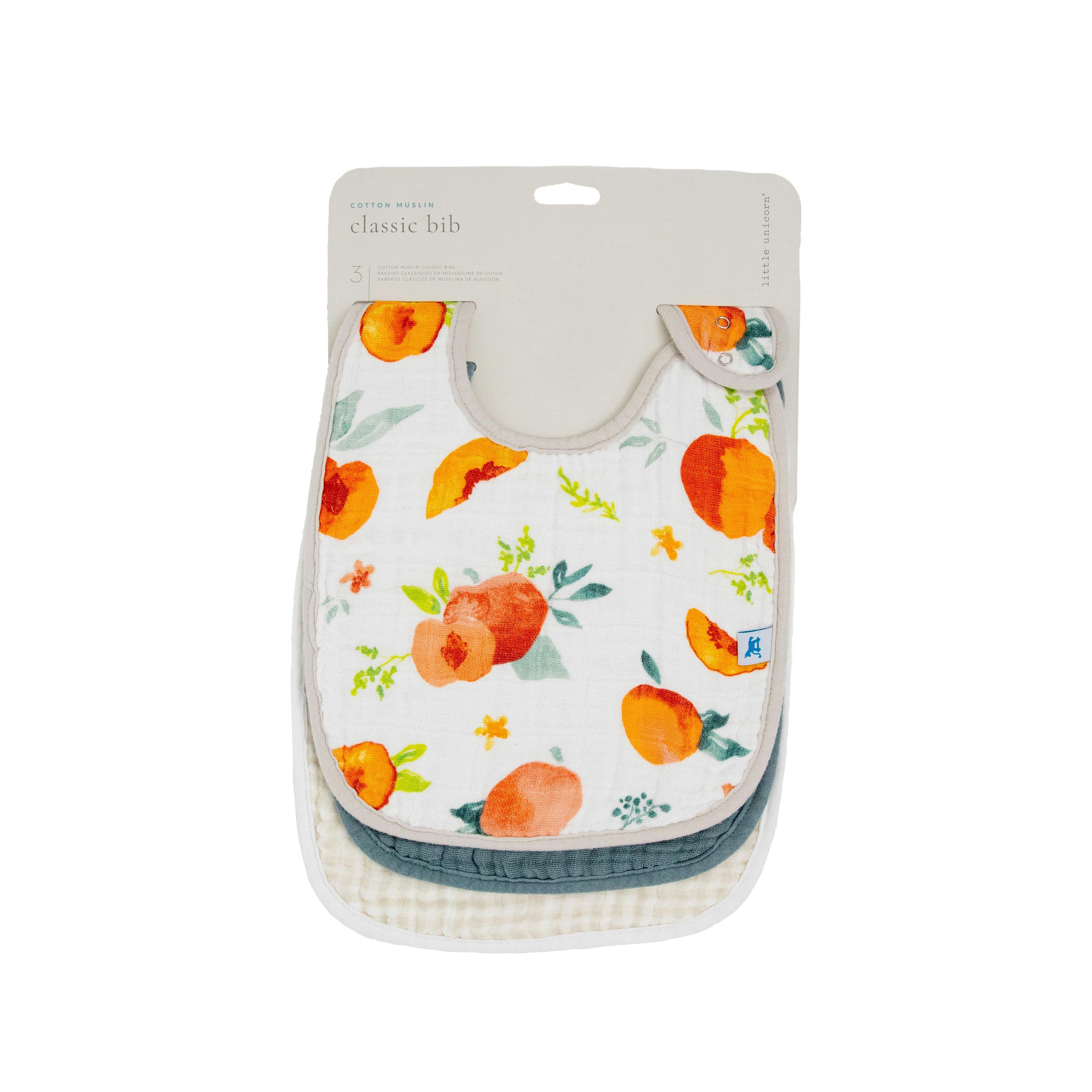 Cotton Muslin Classic Bib 3 Pack - Georgia Peach