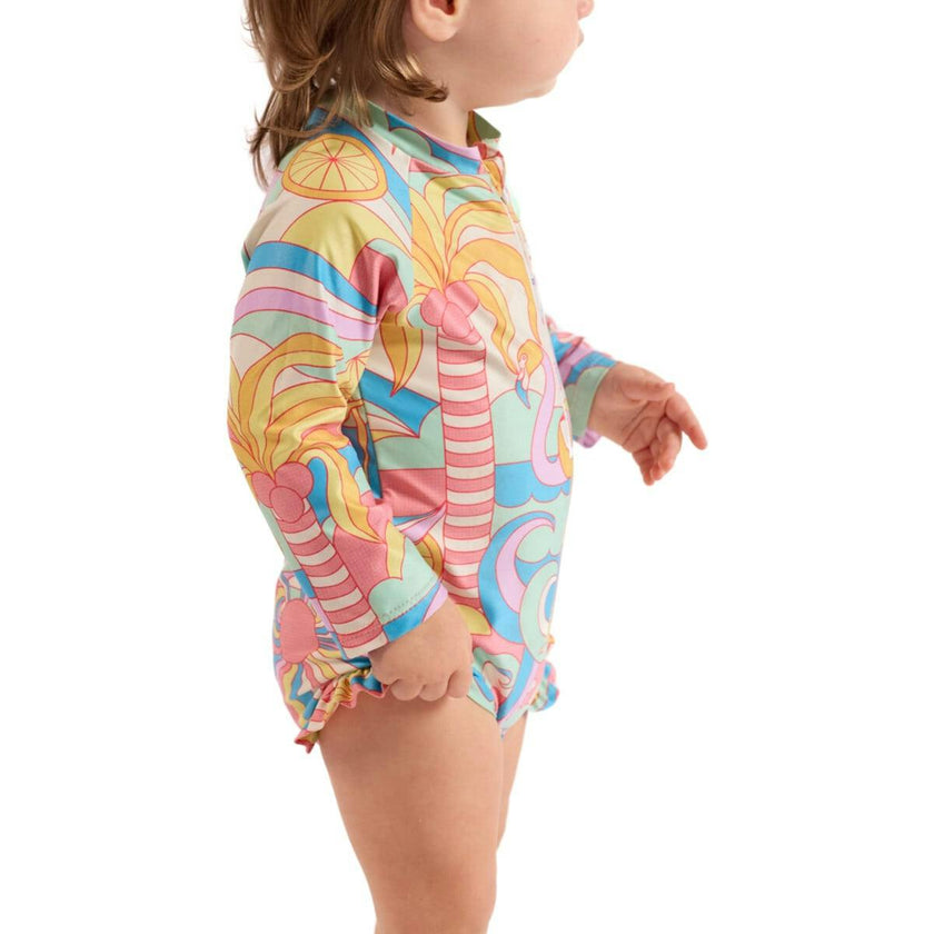 The Paradiso - Girls Rash Guard One Piece with Ruffle UPF 50+