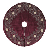 Hand Beaded Velvet Floral WIne Christmas Tree Skirt 60"