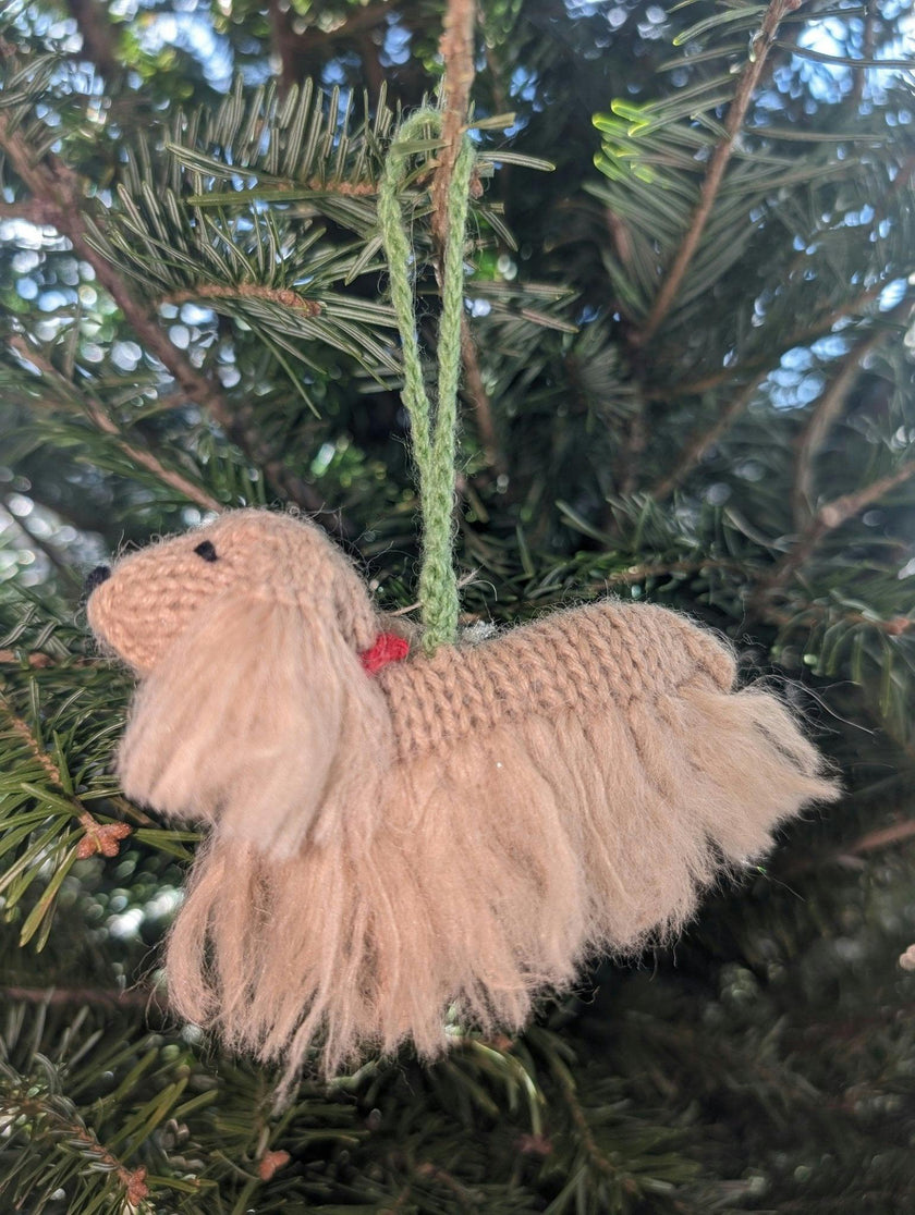 Cocker Spaniel Dog Hand Knit Christmas Ornament