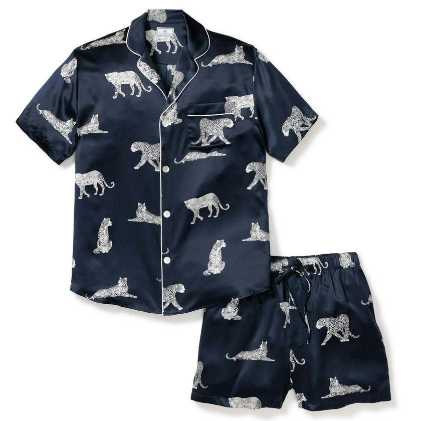 Men's Silk Short Set in Panthère de Nuit
