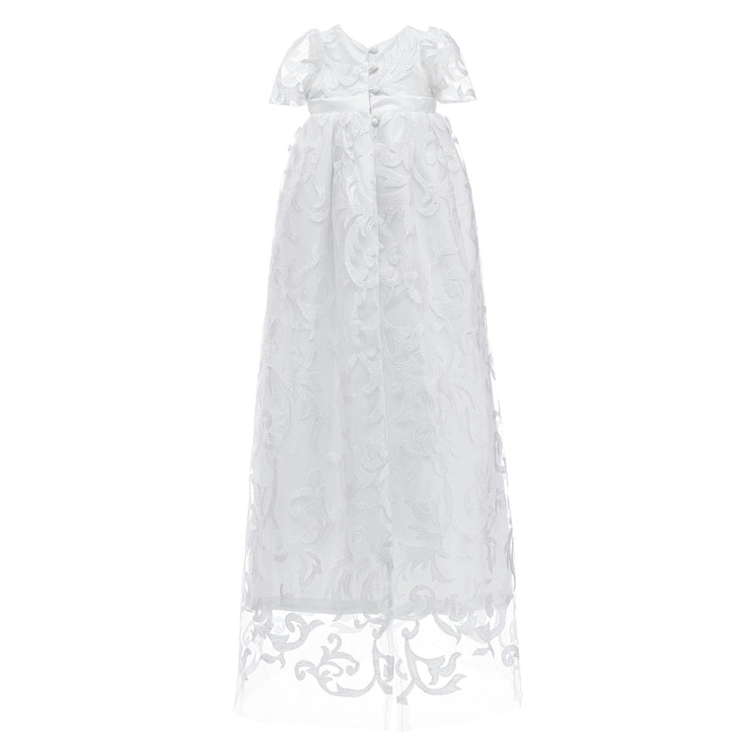 White Heirloom Lace Christening Gown & Bonnet Set