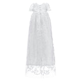 White Heirloom Lace Christening Gown & Bonnet Set