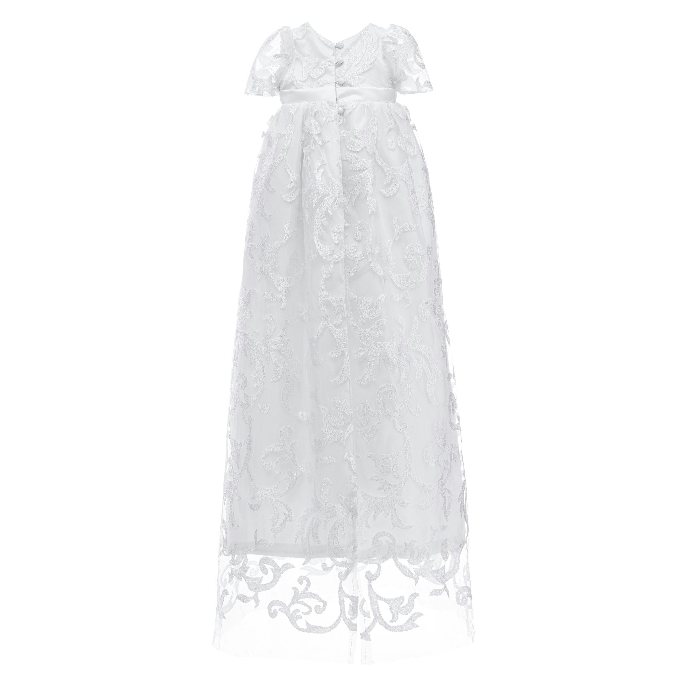 White Heirloom Lace Christening Gown & Bonnet Set