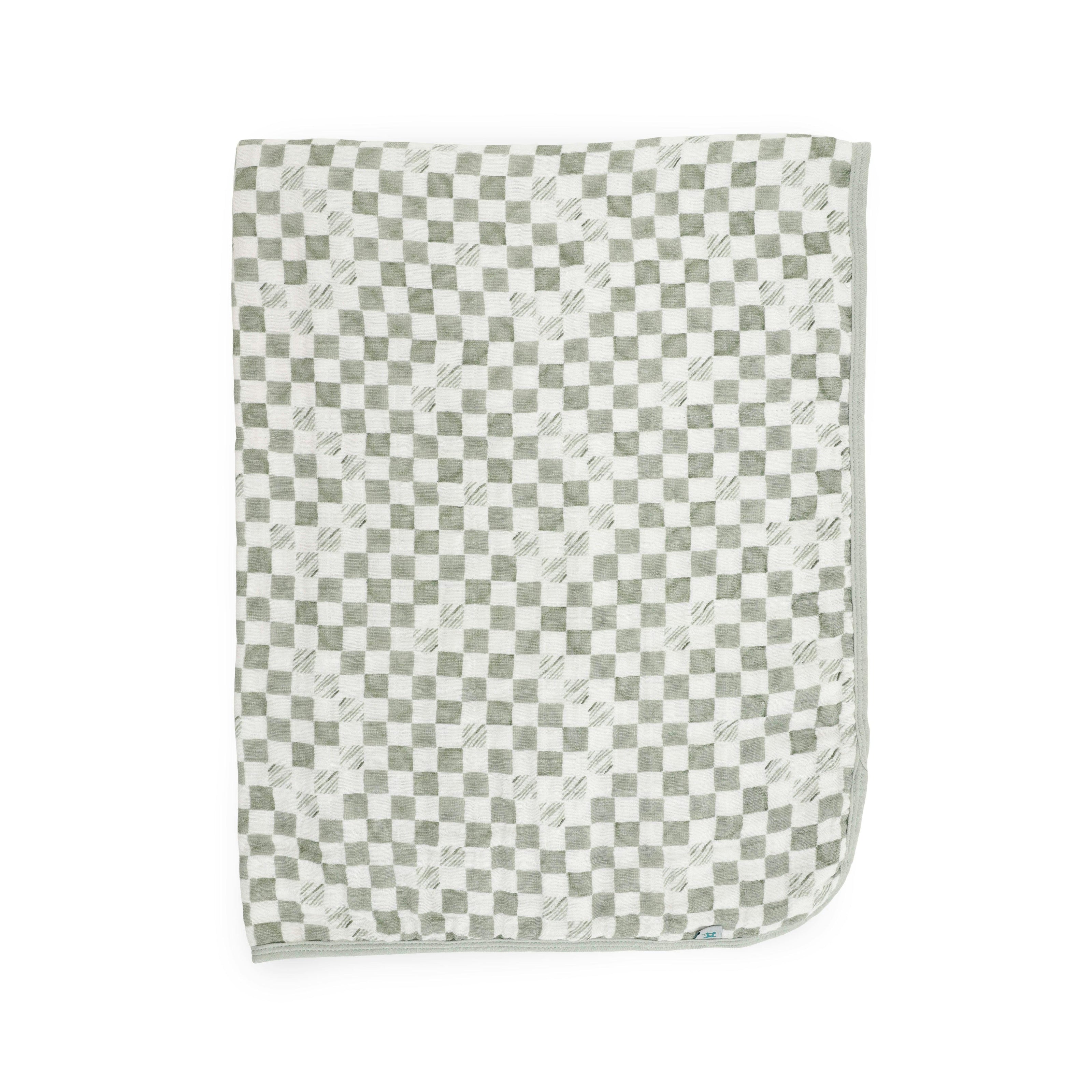 Organic Cotton Muslin Baby Quilt - Green Checker (Walmart)
