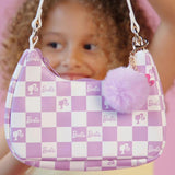 Barbie™ Purple Checkered Kids Hobo Handbag