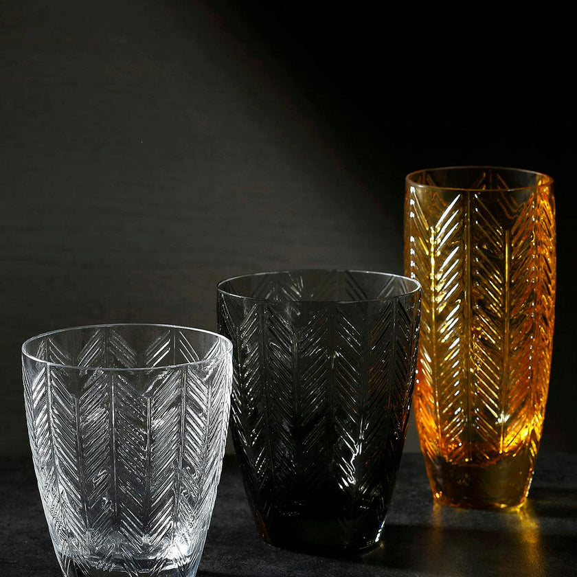 Champagne Glasses ZIG ZAG Set of 6  Amber 11 oz, diam. 2.5", H 5.5"