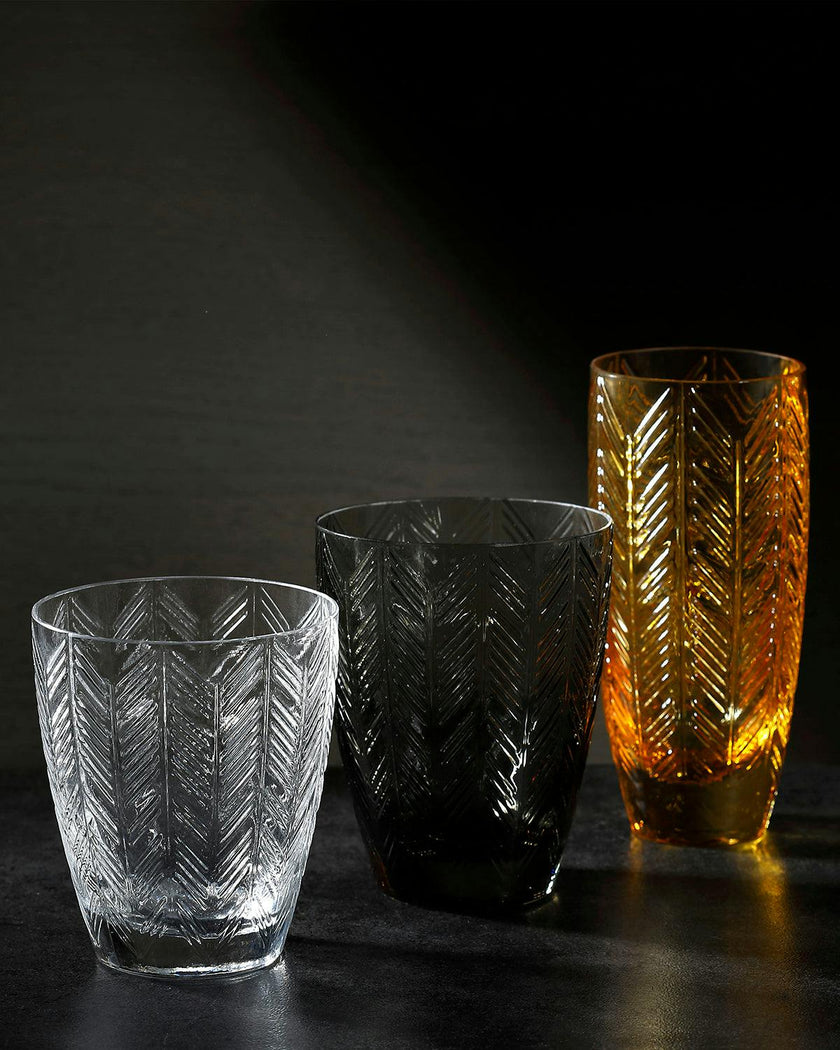 Water Glasses ZIG ZAG Set of 6  Transparent 11.8 oz, diam. 3.3", H 4"