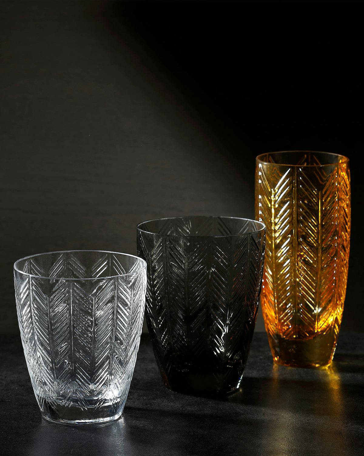 Wine Glasses ZIG ZAG Set of 6  Grey 9.8 oz, diam. 3.25