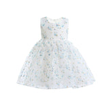 Blue Floral Print Bow Dress