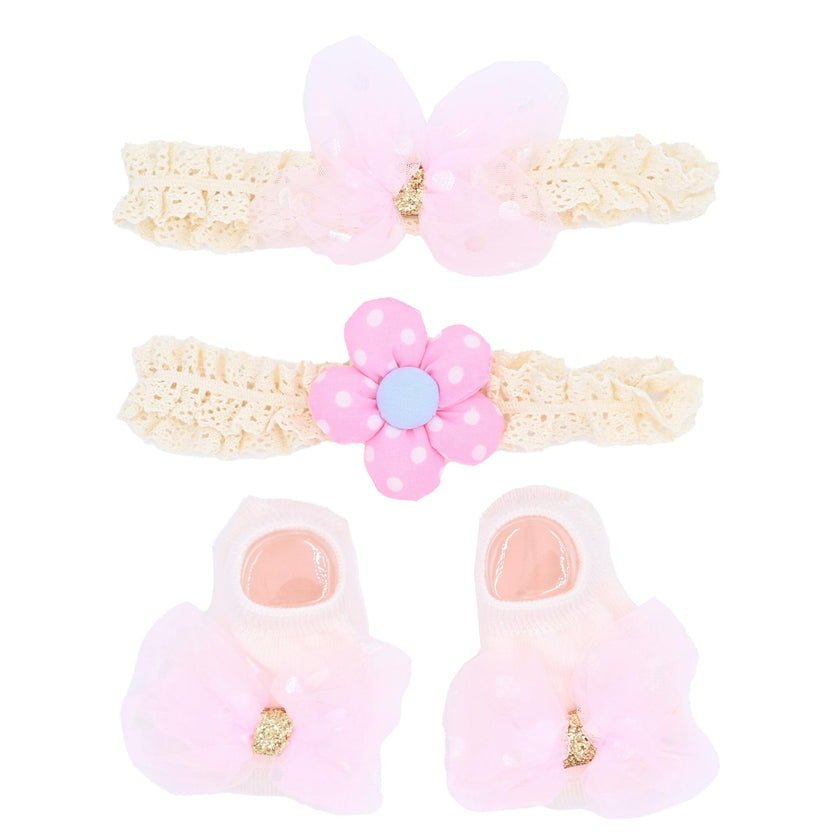 Pink Bow Gold Accent Flower Gift Set