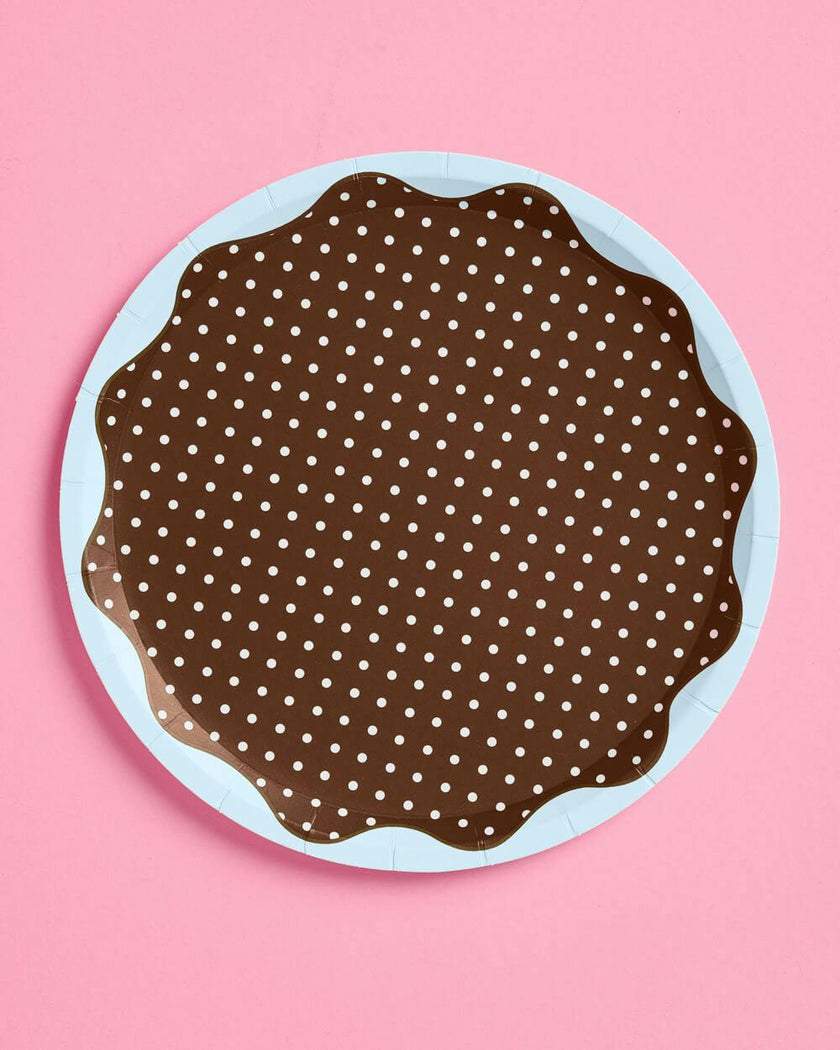 Brown + Blue Plates - 10 paper plates, 7in