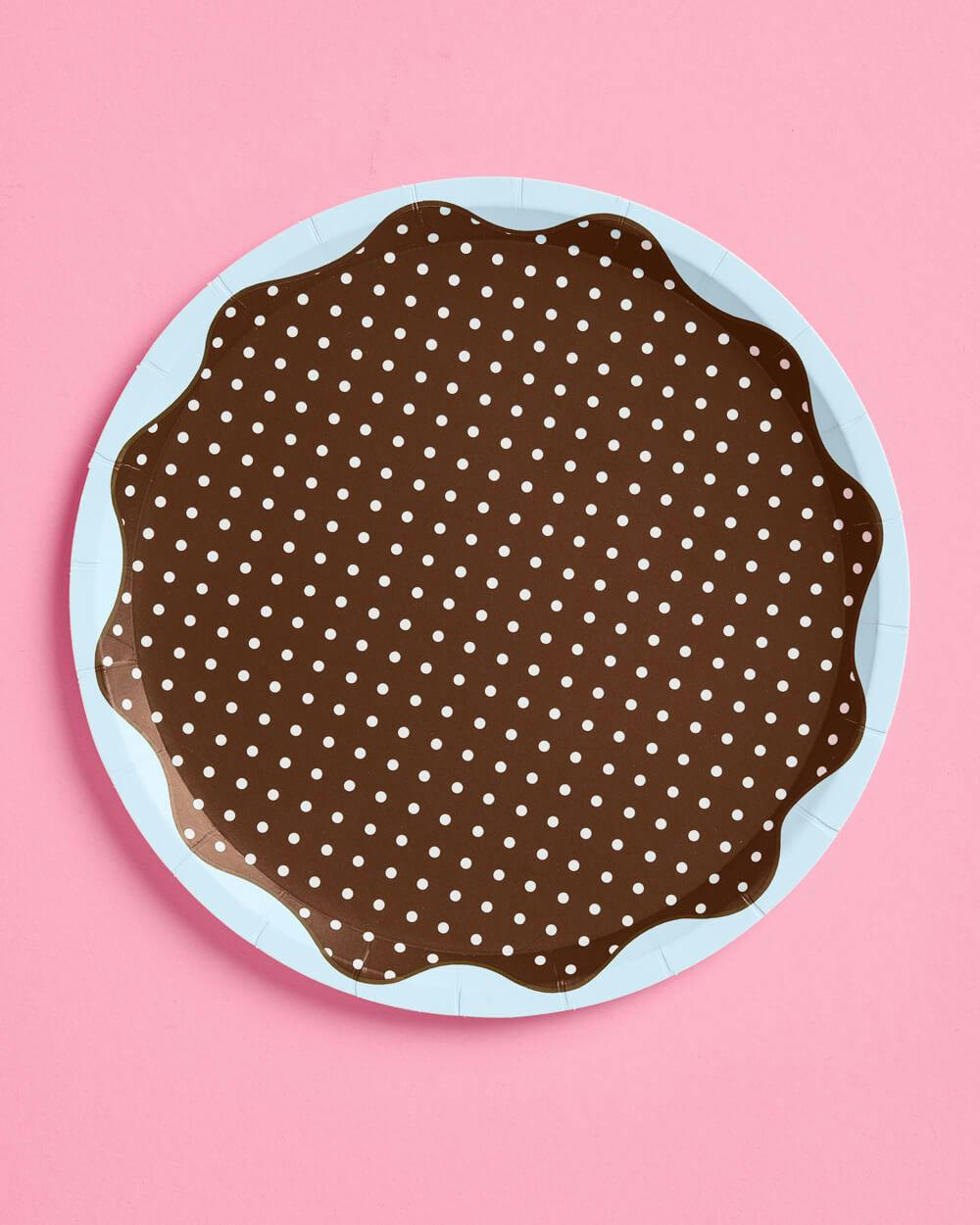 Brown + Blue Plates - 10 paper plates, 7in