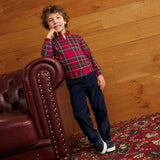 Red Tartan Plaid French Terry Quarter Zip Sweatshirt