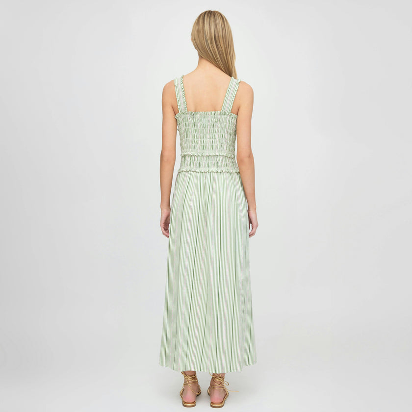 The Azalea Maxi Nap Dress - Green Jacquard Stripe