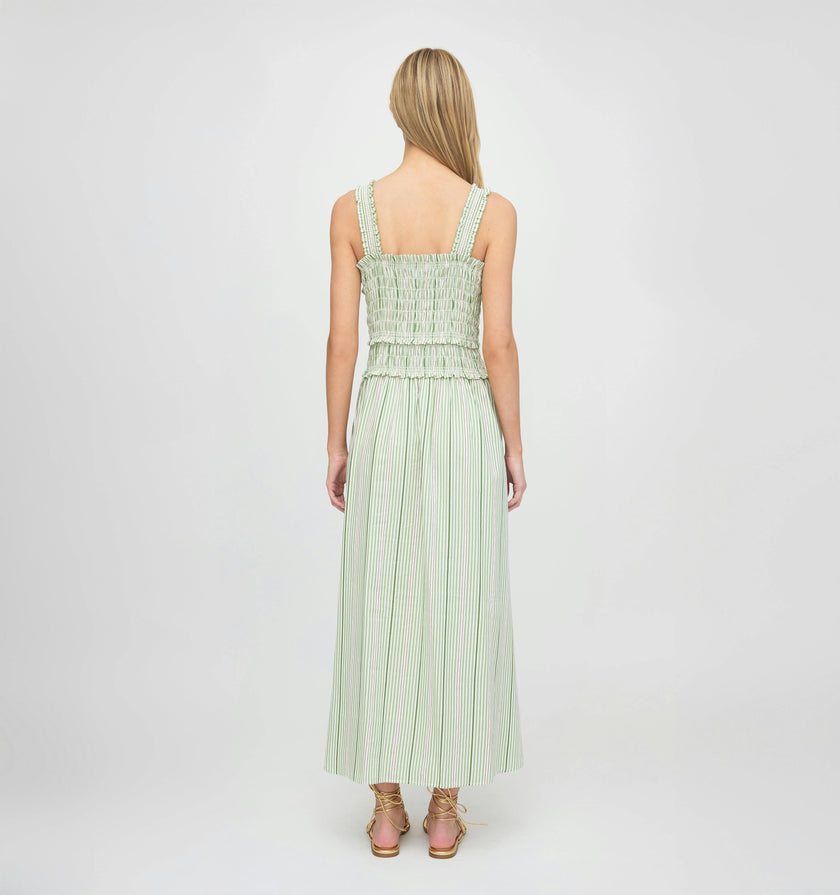 The Azalea Maxi Nap Dress - Green Jacquard Stripe