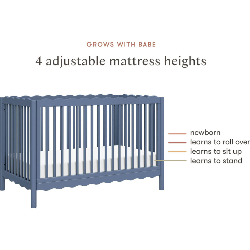 Swell 4-in-1 Convertible Crib with Toddler Bed Conversion Kit in Cove Blue