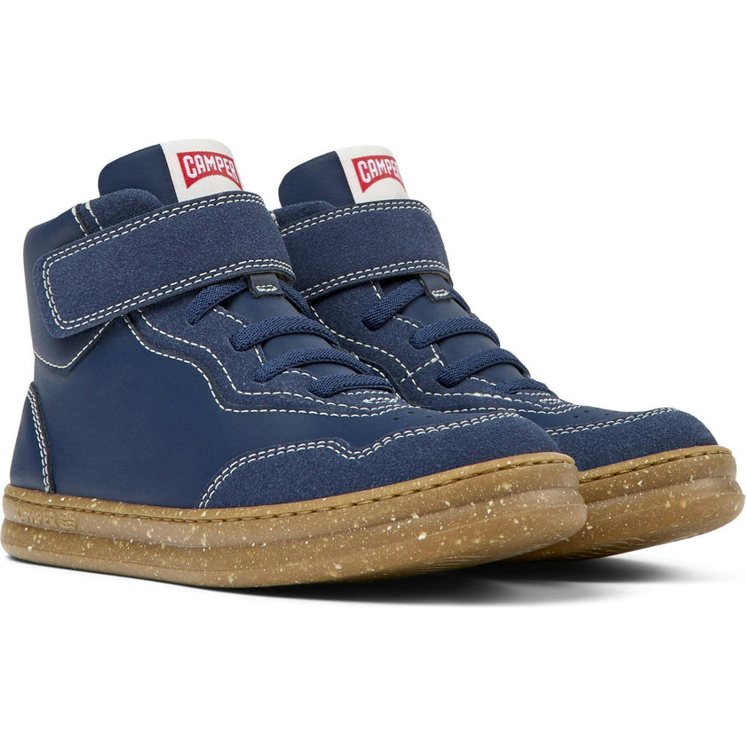Runner Four Ankle Velcro Closure Leather Sneakers, Blue