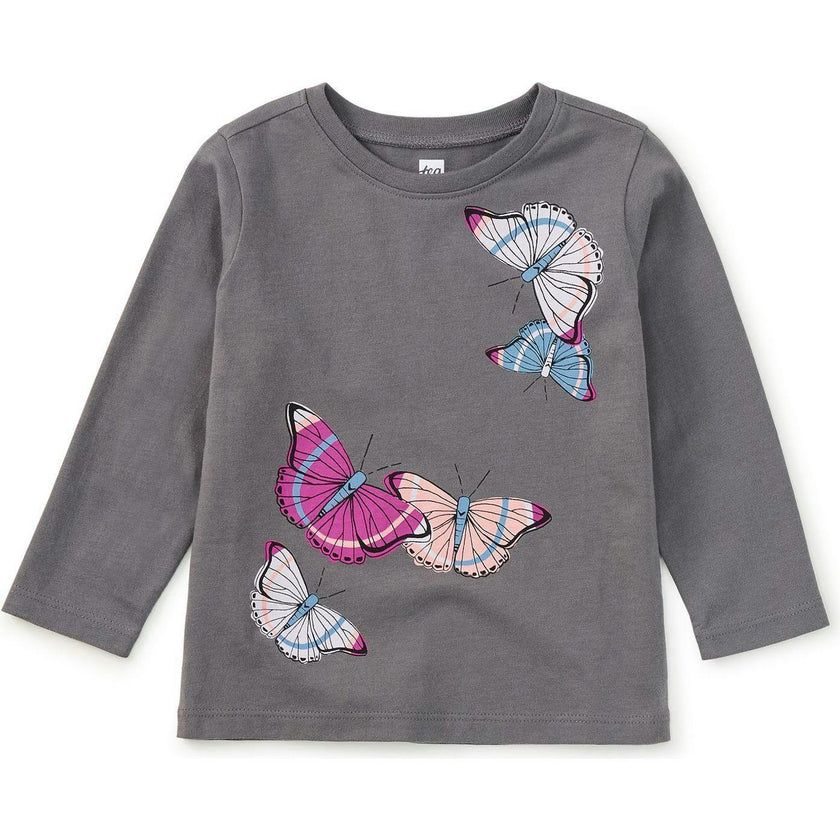Butterflies Graphic Tee, Grey