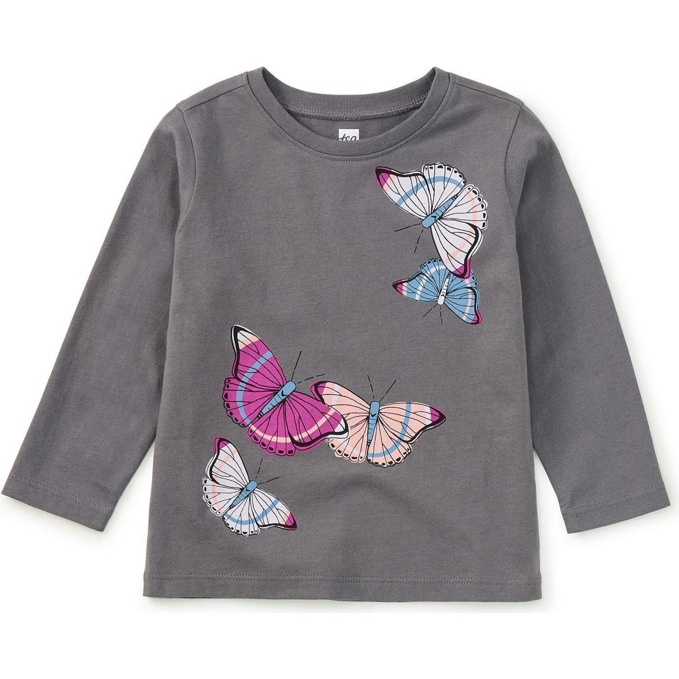 Butterflies Graphic Tee, Grey