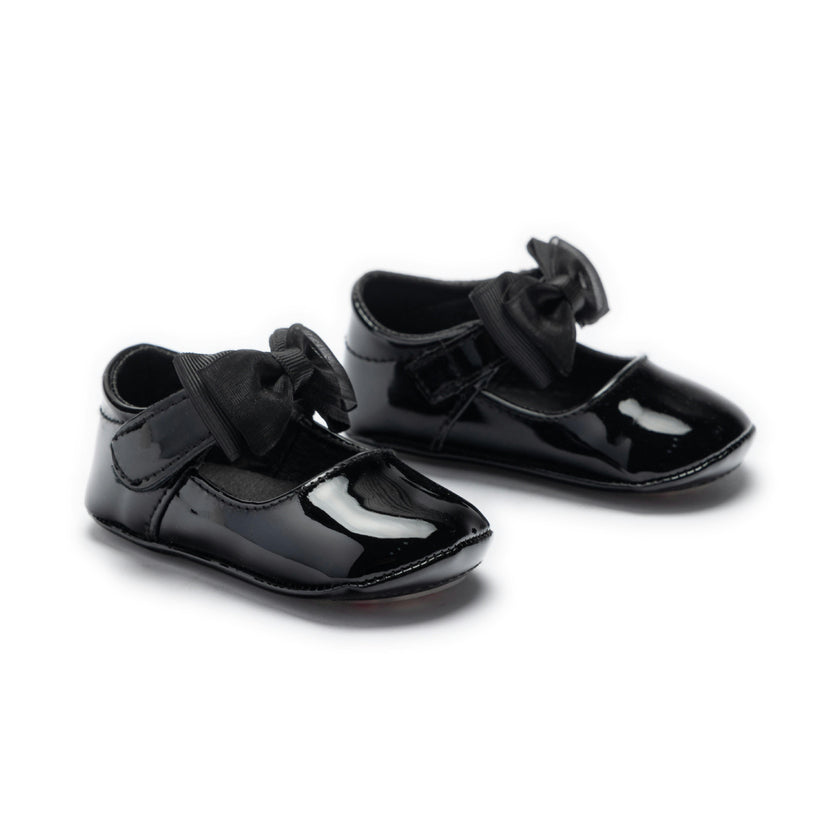 Black Seraphina Bow Baby Shoes