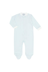 Blue Herringbone Zipper Footie