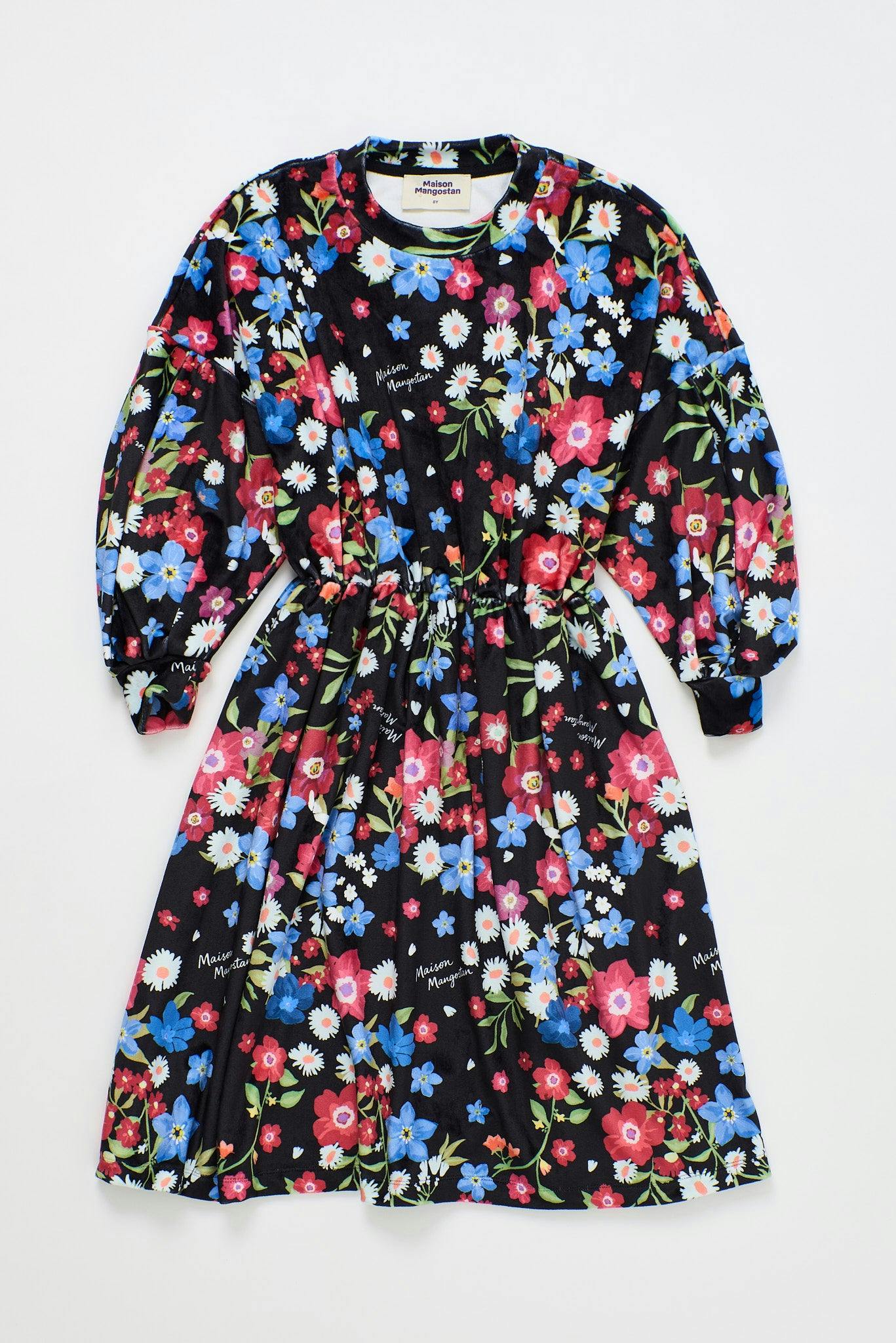 VELVET FLORECITAS DRESS BLACK