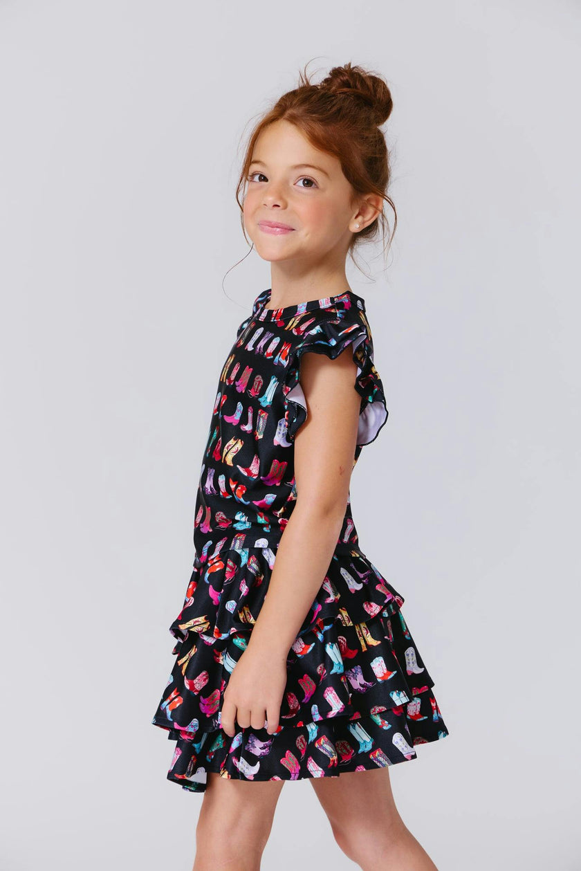 Girls Hi-Shine Ruffle Crop Top