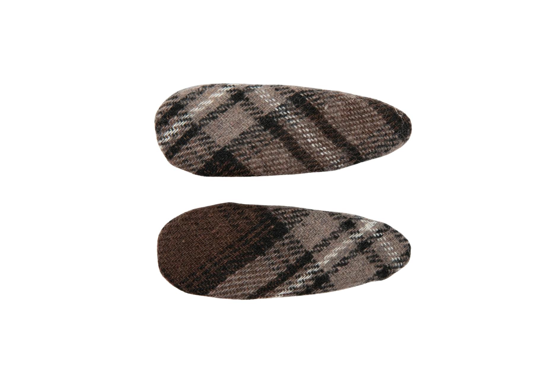Winter Check Small Covered Snap Clip Set