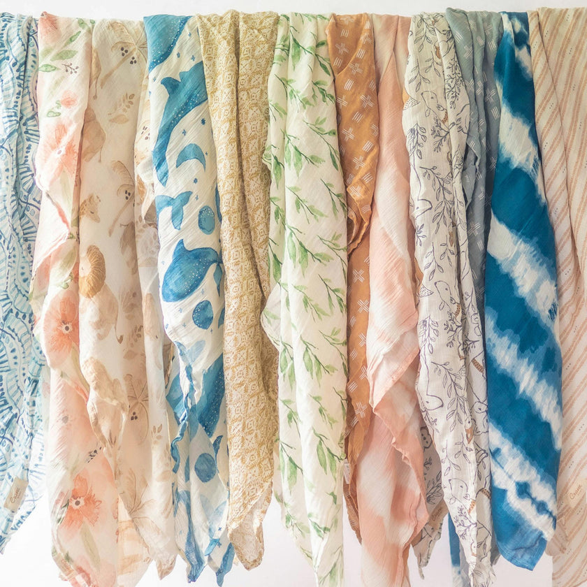 Parker Cotton Muslin Swaddle Blanket Set (Floral, Set of 2)